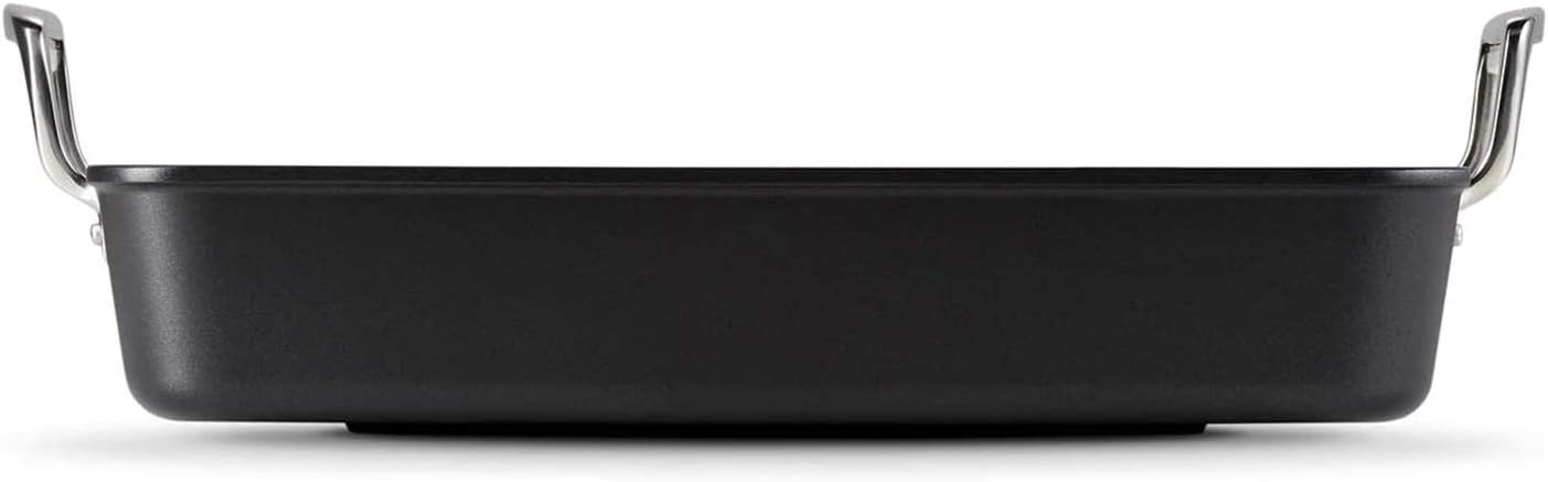LE CREUSET Toughened Non-Stick Rectangular Roaster, 34 x 27cm, Black, 967005350, 35 cm - Image 4