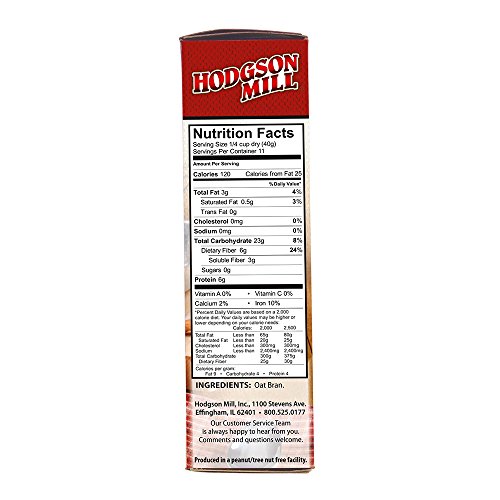 Hodgson Mill Oat Bran, Hot Cereal, 16Ounce (Pack of 12) New