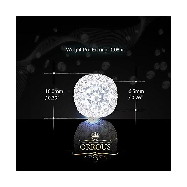 ORROUS&CO 18K Gold Plated CZ Simulated Diamond Stud Earrings for Women, Hypoallergenic, 1.9 Carat - Image 5