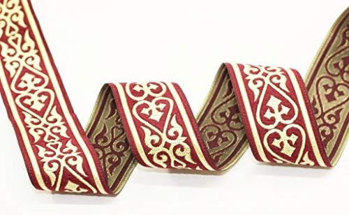 Ribbonlands 35 mm Heart Jacquard Ribbons (1.37 inches), Heart Embroidered Jacquard Trim, Jacquard Ribbons, Ribbon Trim, Wedding DIY Supplies Sewing - 11 Yard/10 m (10 meters/10.93 Yards)