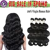 Finest Remy Big Sales 7A Brazilian Virgin Body Wave Human Hair 4 Bundles 100% Unprocessed Double Weft Extensions Total 280g (14141616,Natural Black)