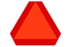 IGNIXIA (Pack of 02) Slow Moving Vehicle Sign, PVC Vinyl Decal Slow Moving Vehicle Triangle Sticker, 14”x 16” Inches Orange Base with Reflective Border, UTV, Safety Triangle Signs (1)