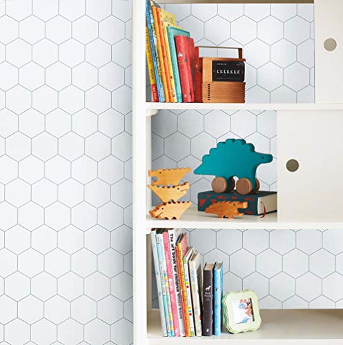 White Hexagon Wallpaper White Hexagon Contact Paper White Trellis Wallpaper Peel and Stick Wallpaper Removable White Wallpaper Self Adhesive White Wallpaper White Contact Paper Vinyl 17.7"X78.7" - Thumbnail 4