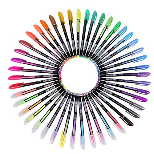 Bluefringe Pastel Glitter Colored Gel Pen Drawing Writing Marker Pen School Office - Random Color Shipment, 2PCS/Pack - Thumbnail 4