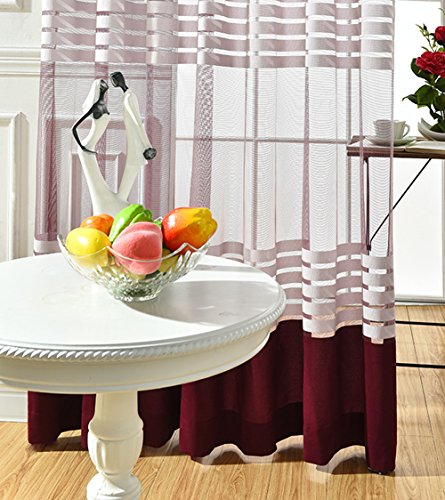 image for ASide BSide Chic Style Sheer Curtains Rod Pocket Color Block Striped T