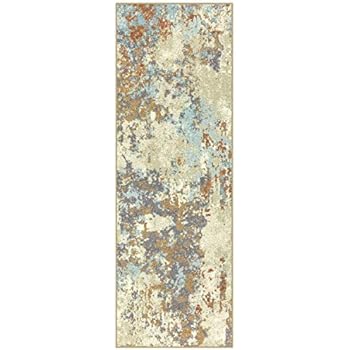 Maples Rugs Southwestern Stone 2 x 6 Distressed Style Non Skid Hallway Entry Rugs Runners [Made in USA] for for Kitchen and Entryway, Multi