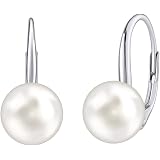 Nenalina, orecchini da donna con perle, perla 12 mm, nero, argento