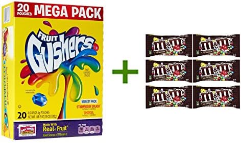 Fruit Gushers Fruit Snacks, Mega Pack, Variety Pack Strawberry Splash &amp; Tropical 18 oz, ( 2 PACK), M&amp;M MILK CHOCOLATE 6/1.69oz
