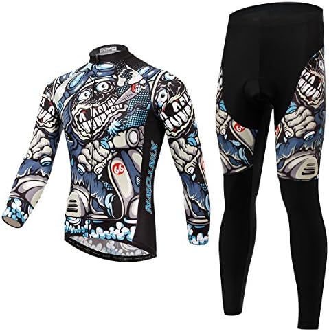 Aufland Outdoor Men’s Cycling Jersey Monster Long Sleeve +Long Pants Bid Set 3D Pad