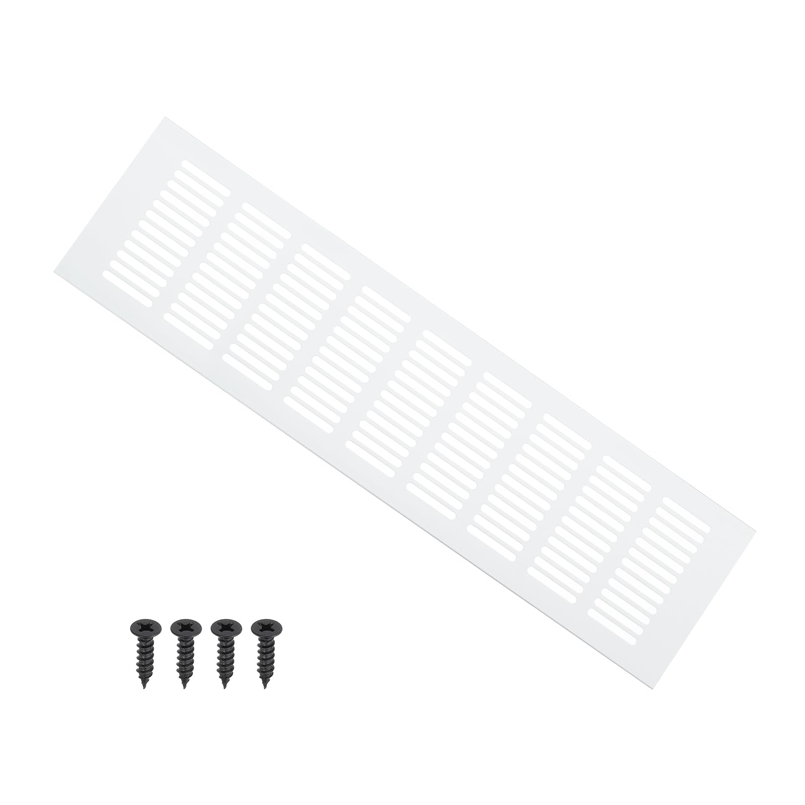 PATIKIL 16 x 4 Inch Door Air Vent Cover, 1 Pcs Heavy Duty Aluminum Grille Ventilation Cover Louvered with Mounting Screws for Cabinet Wardrobe Door, Silver