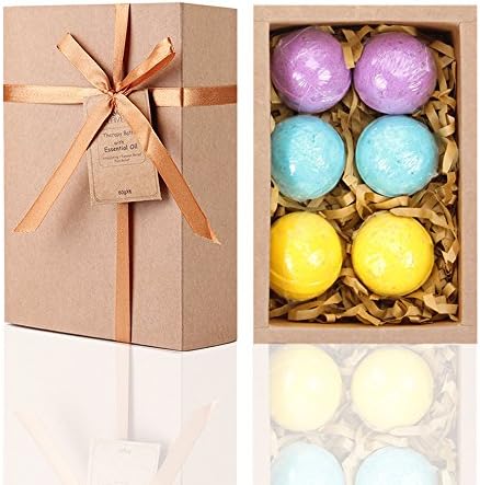 LAVEN Organic Bath Bomb Gift Kit, 3 Scents (Eucalyptus, Lavender and Orange) - 6 Pack