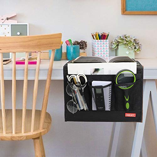 HAKACC Bedside Organiser, Black Bedside Pocket Bedside Storage Organiser for Bunk Bed Sofa Sorting Book Phone Tablet Glasses