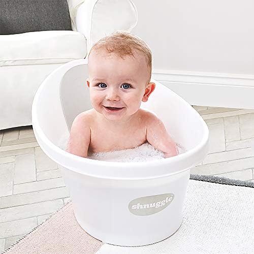 Shnuggle Baby Bath With Plug White With Grey Backrest
