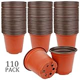 Augshy 110 Pcs 4" Plastic Plants Nursery Pot,Seed Starting Pots