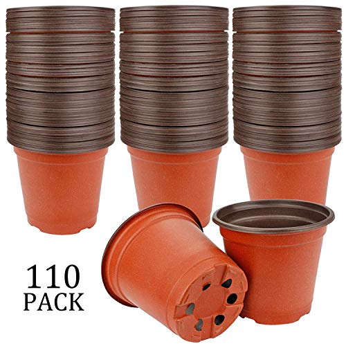 Augshy 110 Pcs 4" Plastic Plants Nursery Pot,Seed Starting Pots