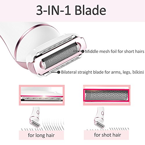 Miracu Women's Bikini Trimmer Electric Shaver Waterproof Rechargeable Cordless Ladies Electric Razor & Facial Cleansing Spin Brush for Exfoliating Skin Care, Wet & Dry Use - Thumbnail 2