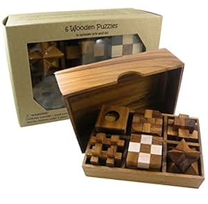 Amazon.com: 6 Wooden Puzzle Gift Set In A Wood Box - 3D ...
