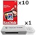 10 PACK - SanDisk 16GB SD HC Class 4 Secure Digital High Speed SDHC Flash Memory Card SDSDB-016G 16G 16 GB GIGS (S.B16.RTx10.562) LOT OF 10 - Retail Packaging