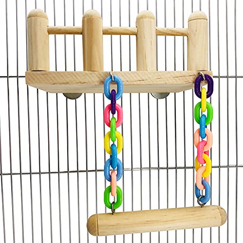 Bird Wooden Play Gyms Stands with Climbing Ladder and Acrylic Wood