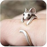 Gixaxak Cute Mouse Ring Ventage 925 Sterling Silver Open Forefinger Ring Adjustable Animal Wrap Ring Jewelry Gift for Women Retro Index Finger Ring