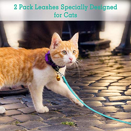 rabbitgoo 2 Pack Cat Leashes Long Nylon Pet Leash, Escape Proof Durable Walking Leads, Easy