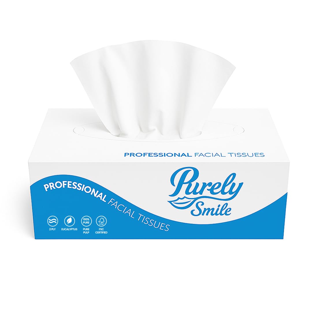 Blake & White 2-Ply Facial Tissues Box Multipack- Purely Smile Soft and Luxurious 100 Sheets Per Box Face Tissues-Extra Absorbent Facial Tissue for Cleaning Spills - ideal Home and Office - 36 Pack