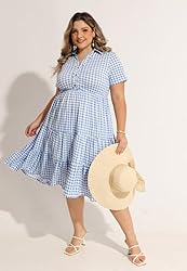 CARCOS Plus Size Dresses for Curvy Women Blue White