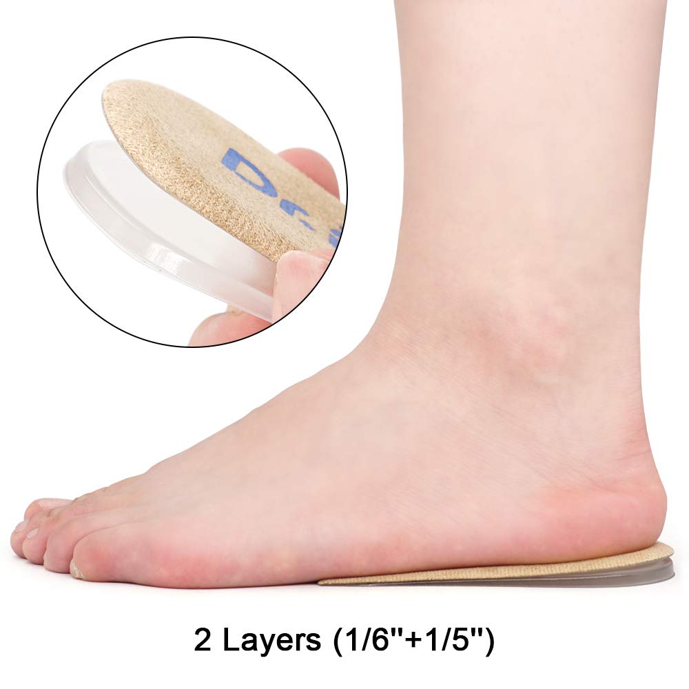 Dr. Foot\'s Adjustable Orthopedic Heel Lift Inserts, Height Increase Insole for Leg Length Discrepancies, Heel Spurs, Heel Pain, Sports Injuries, and Achilles tendonitis (Beige, 2 Layers)