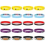 Totem World 20 Rubber Bracelets Suitable for Kids Pokemon Theme Birthday Party Favors - Durable Silicone Bracelets Provide Hours of Fun