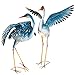 Bits and Pieces - Set of Two (2) Solar Powered LED Light-up Blue Cranes Garden Statues - Metal Cranes Perfect Garden Décor - Metal Garden Art, Outdoor Lawn and Patio Décor