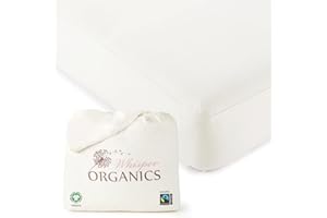 WHISPER ORGANICS Organic Crib Mattress Protector - 100% Waterproof Crib Mattress Protector Pad with Soft Quiet & Breathable Triple Layer Protection - Fairtrade & GOTS Certified and Machine Washable (52"x28"x9”)