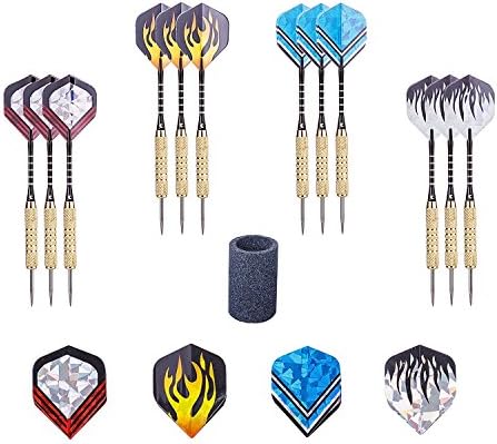AZPLACE Steel Tip Darts 12Pack 18 grams with Aluminum Shafts and Brass Barrels +extra dart sharpener+ Storage Bag– Perfect Dart Tips Set for Professional or Beginner Throwing