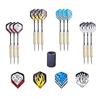 AZPLACE Steel Tip Darts 12Pack 18 grams with Aluminum Shafts and Brass Barrels +extra dart sharpener+ Storage Bag- Perfect Dart Tips Set for Professional or Beginner Throwing