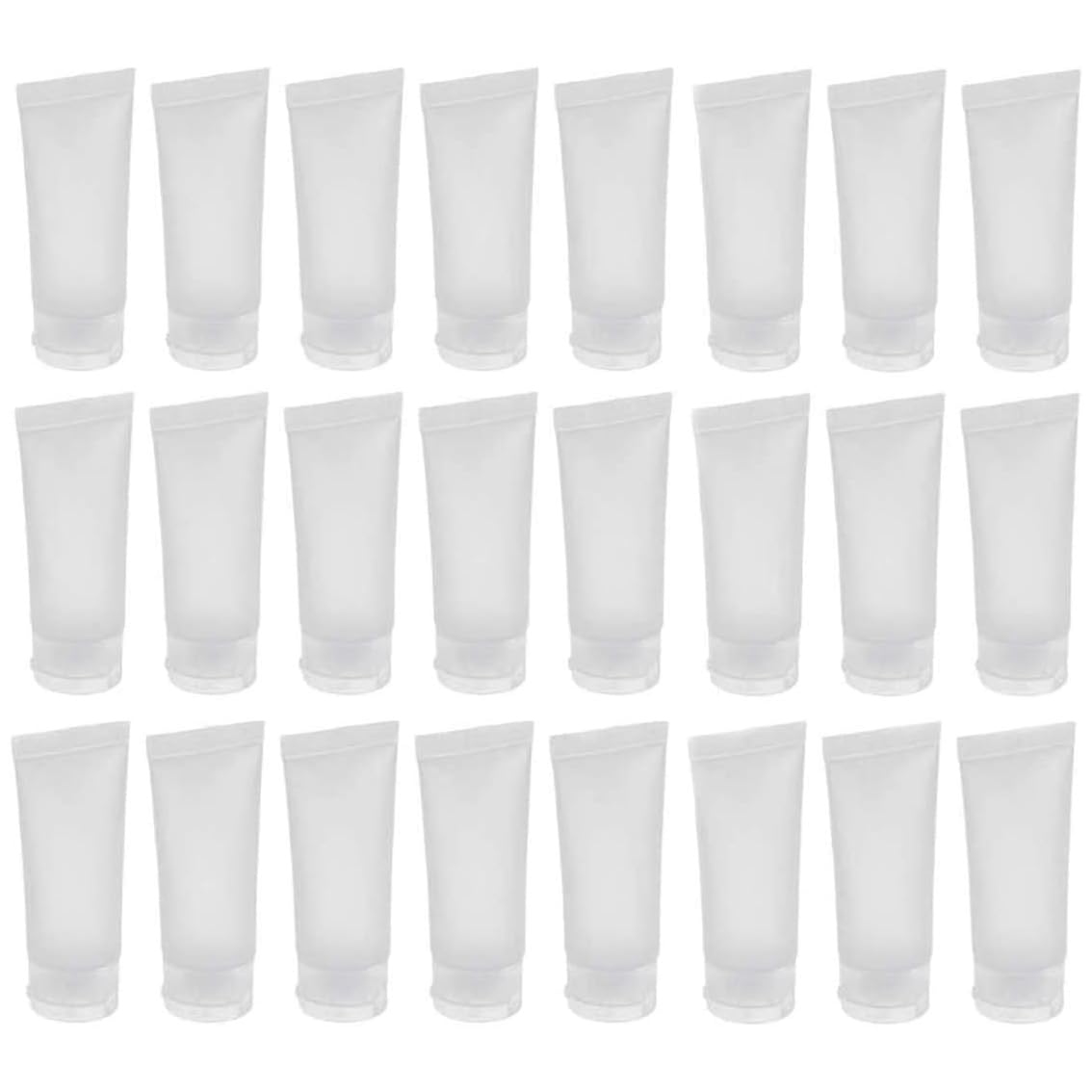 24PCS 100ml/3.4oz Empty Portable Refillable Clear Plastic Cosmetic Soft Tubes Bottles with Flip Cover Makeup Sample Travel Packing Container Holder Vial Jar Pot for Shampoo Facial Cleaning Toothpaste