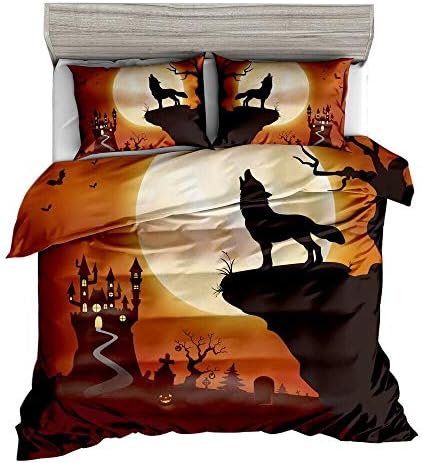 Jwllking Wolf Bedding Sets for Kids,3 Piece Twin Size Duvet Cover Set,with Hide Zipper,1 Duvet Cover+2 Pillow Shams