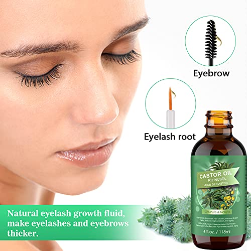 Castor Oil for Hair Growth Eyelashes(118 ml),100% Pure&Natural Cold Pressed Castor Oil for Eyelashes,Hair Growth,Beard,Body,Face,Skin Care,Nail