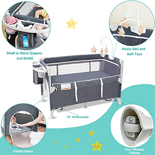 Sasuwa 5in1 Baby Bedside Sleeper Pack n Play with Mattress
