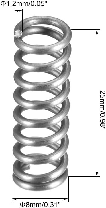 sourcing map Wire Diameter 0.05", OD 0.31", Free Length 0.98" Spring Steel Coil Extended Compressed Spring 15pcs - Image 3