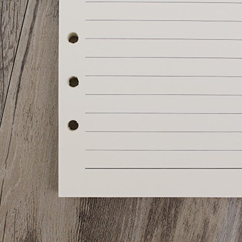 6-Ring A5 Binder/Planner Refill Paper, 6 Hole,8 1/4 x 5 5/8 Inches Refillable White Paper for Loose Leaf Binder Notebook Diary Traveler Journal Inserts, 80 Sheets/160 Pages,Lined - Thumbnail 6