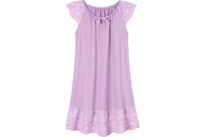 Vieille Girls Nightgowns Cute Princess Sleepwear Flutter Sleeve Pajamas Nightie Dress 5-12 Years