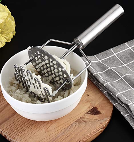 Dual-Press Potato Masher, Stainless Steel Potato Ricer Press, Premium Heavy Masher Ricer Tool for Mashing Baby Food, Vegetable, Fruits and Kitchen Baking - Thumbnail 5