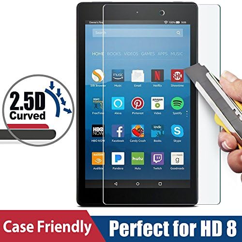 All-New HD 8 Screen Protector, BENOKER Tempered Glass Screen Protector for All-New HD 8 Tablet (7th/6th 2017/2016 Release) - 9H, HD, Bubble Free, Anti-Scratch