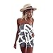 DDSOL Women Sexy Off Shoulder Floral Printed Playsuit One Piece Summer Strapless Romper Beach Short Jumpsuit