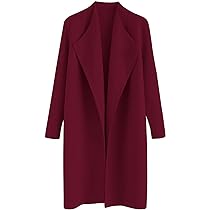 CHICWISH Women's Burgundy Classy Open Front Knit Coat, Size XS-S ...