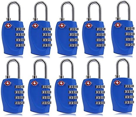 Newtion Tsa Lock Luggage Locks for Travel 4 Digit Combination TSA Approved Lock 10 Pack (blue)