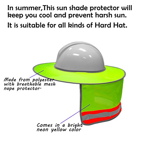 Hard Hat Sun Shield,Full Brim Mesh Neck Sun Shade Protector High Visibility,Reflective(Hard Hat Not Included) by Shellvcase