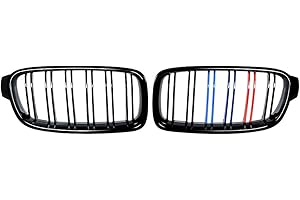 Glossy Black M-Color Front Kidney Grille Grill Compatible For 2012-2018 BMW F30 320i 328i 335i 4-Door