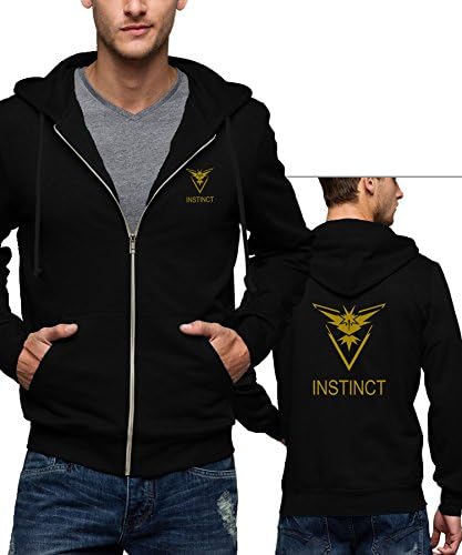 Men Pokemon Team Instinct Logo Zip Hoodie | Black, L