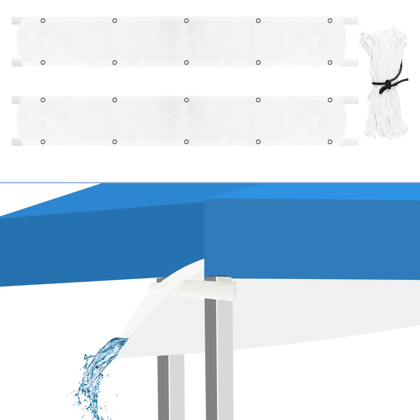 Photo 1 of 2 Pcs Canopy Rain Gutter Vinyl Tent Rain Gutter Heavy Duty Canopy Gutter for 10 Foot Tent Accessories Replacement Summer Outdoor Events Party, White (2)