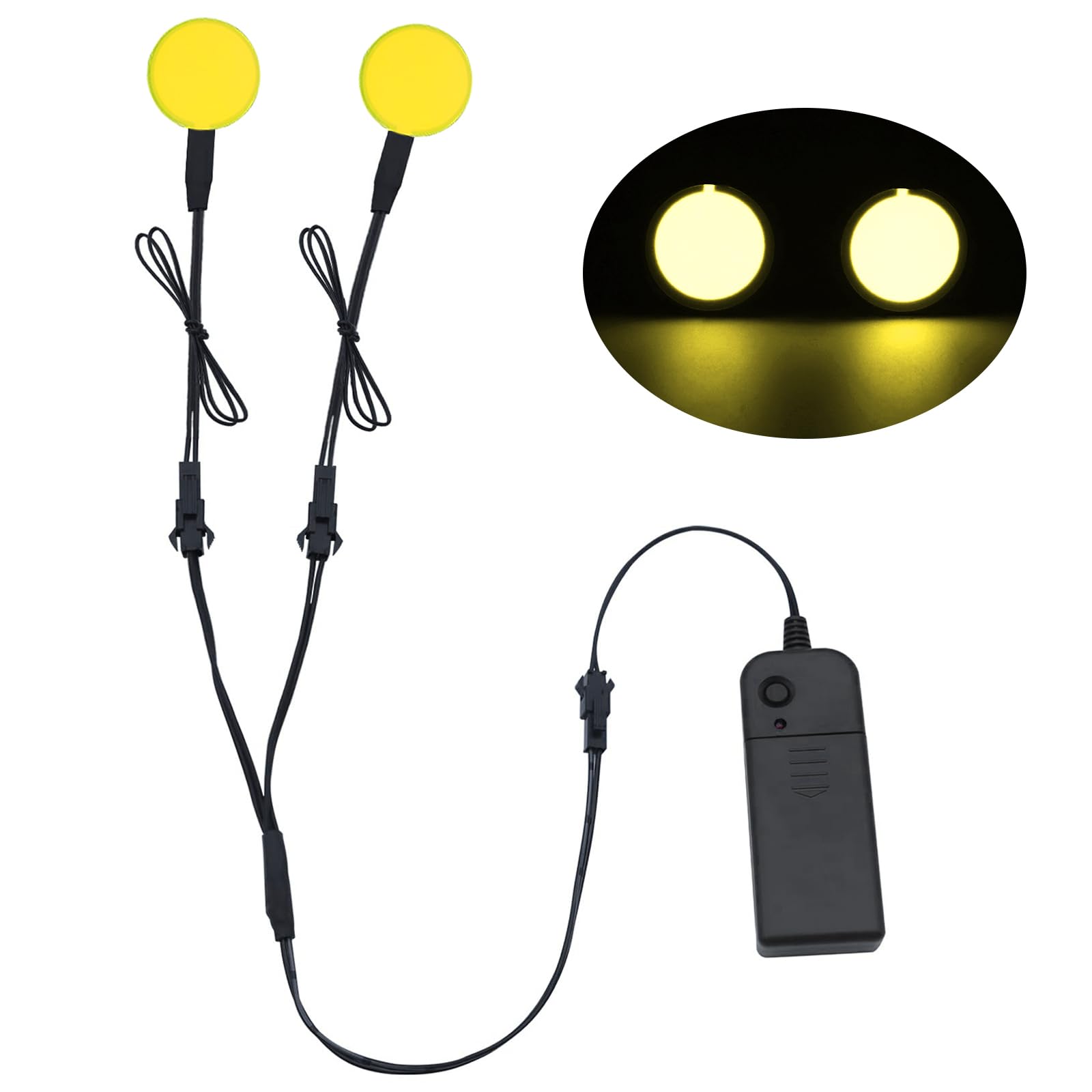 YnGia Led Eyes for Mask Skeleton Ghost Black Cat Spider Pumpkin Spooky Tree, EL Panels Light for Cosplay DIY Themed Party Decor (Yellow, 30mm)